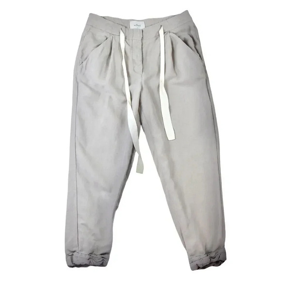 Wilfred Aritzia Cropped Allant Pants Size 4 Stone Beige Drawstring Minimalist - Picture 4 of 11
